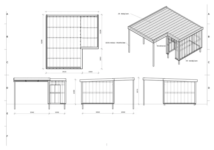 Carport with storage: drawing
