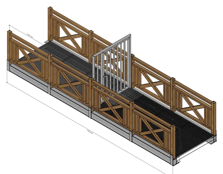 Wooden footbridge: drawing