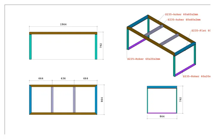 Table frame: drawing