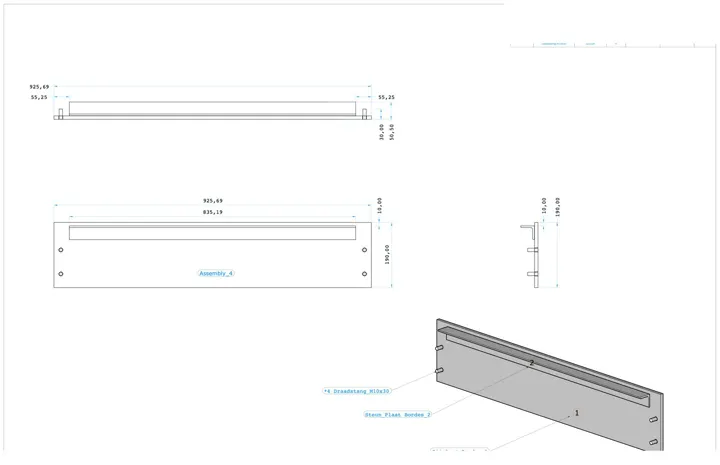Steel stair with landing: drawing